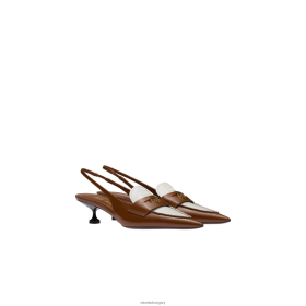 Miu Miu Bőr Penny Loafers sarok dohány/fehér - Miu Miu Hungary 826B06318