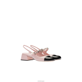 Miu Miu Bőr Slingback szivattyúk Alabaster fehér/fekete - Miu Miu Magyarország 826B06189
