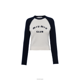 Miu Miu Cashmere Crew-nyakú pulóver fehér/kék - Miu Miu Hungary 826B06758