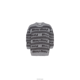 Miu Miu Cashmere Crew-nyakú pulóver szürke/fekete - Miu Miu Magyarország 826B06789