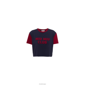 Miu Miu Jersey póló hímzett logóval Kék/Burgundia - Miu Miu Hungary 826B06676