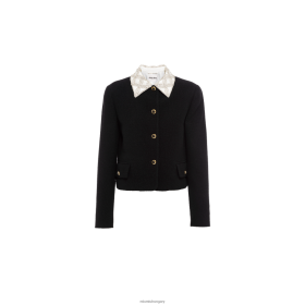 Miu Miu egy mellű hímzett bukakkabát fekete - Miu Miu Magyarország 826B06519