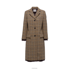 Miu Miu egy mellű kockás kabát kakaóbarna - Miu Miu Hungary 826B06512