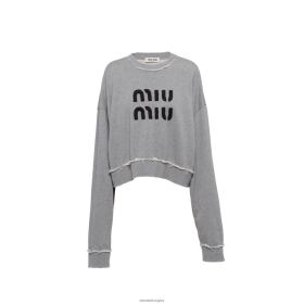 Miu Miu hímzett pamut gyapjú pulóver szürke - Miu Miu Hungary 826B06684