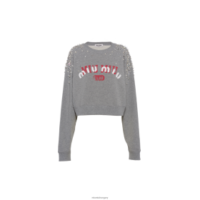 Miu Miu hímzett pamut gyapjú pulóver szürke - Miu Miu Magyarország 826B06703