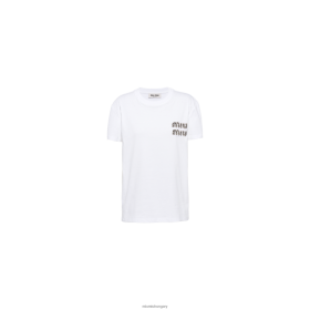 Miu Miu hímzett pamut póló fehér/kristály - Miu Miu Magyarország 826B06695