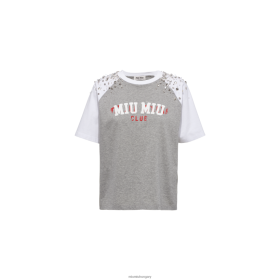 Miu Miu hímzett pamut póló szürke - Miu Miu Hungary 826B06706