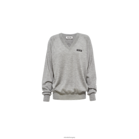 Miu Miu kasmír és selyem V-nyakú pulóver szürke - Miu Miu Hungary 826B06792