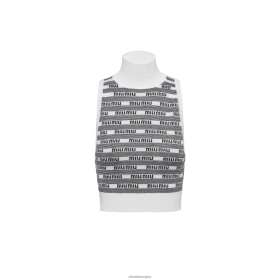 Miu Miu kasmír és selyemtekercs teteje fehér/fekete - Miu Miu Hungary 826B06596