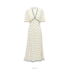 Miu Miu krepp de chine midi ruha Elefántcsont/fekete - Miu Miu Hungary 826B06382