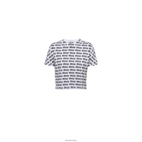 Miu Miu nyomtatott pamut póló fehér - Miu Miu Magyarország 826B06677