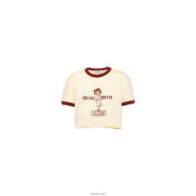Miu Miu nyomtatott pamut póló vanília/bordó - Miu Miu Magyarország 826B06675