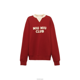 Miu Miu pamut gyapjú pulóver hímzett logóval Burgundia/vanília - Miu Miu Hungary 826B06674
