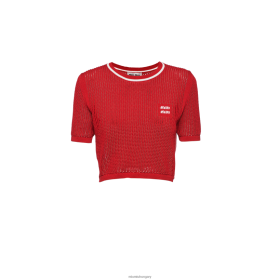 Miu Miu pamut kötött pulóver vörös/fehér - Miu Miu Magyarország 826B06733