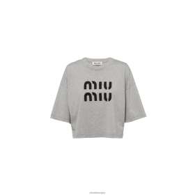 Miu Miu pamut póló hímzett logóval szürke - Miu Miu Hungary 826B06686