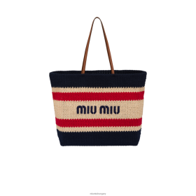 Miu Miu raffia és pamut táska bézs/kék - Miu Miu Magyarország 826B06127