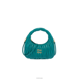 Miu Miu vándoroljon Matelasse Nappa bőr mini hobo táska pávakék - Miu Miu Hungary 826B064